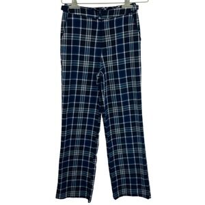 Brandy Melville Blue Black Plaid Pants High Waisted Wide Leg John Galt Academia